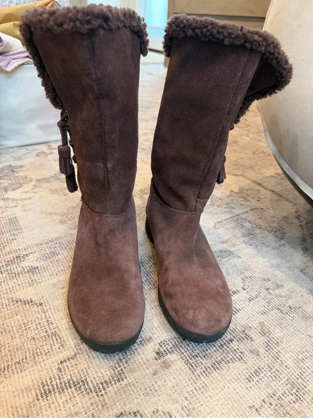 Lauren Ralph Lauren Tadina Women's Brown Suede Shearling Boots Sz 6B EUC, $298